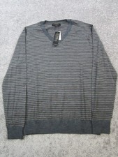 Banana Republic Sweater Mens Large Gray Blue Merino Wool Knit Pullover New