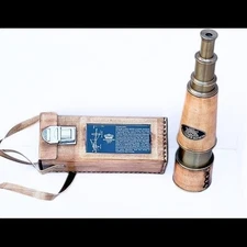 Antique Retro High Magnification Tube Telescope with Pirates Handicraft Leather
