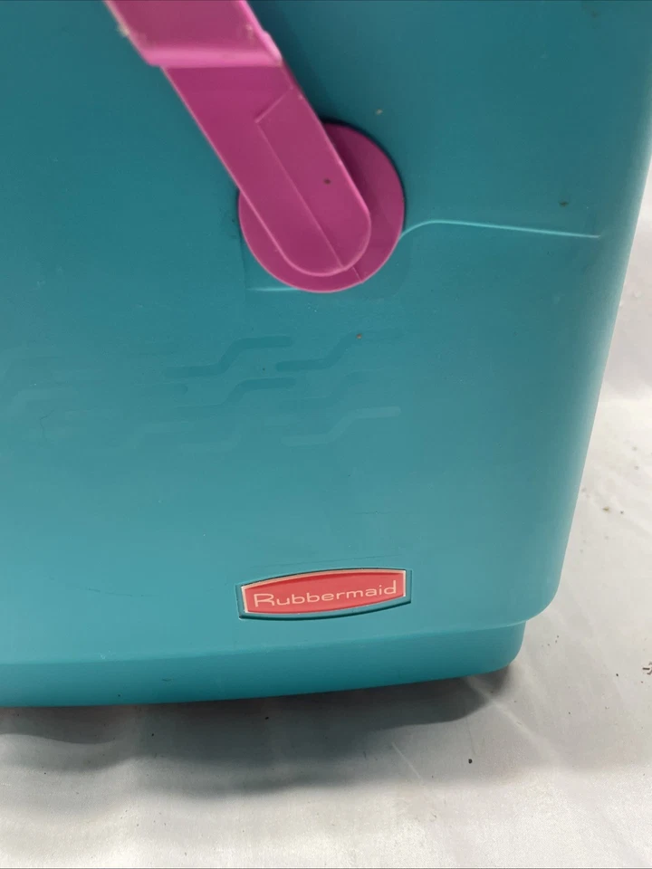 Bolso de Colección Años 90 Rubbermaid Divertido Picnic Cesta Asas de Plástico 1422 Verde Azulado Violeta Blanco Foto 2 de 4