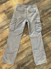 Men  s Carhartt Relaxed Fit Faded Gray Duck Cavas Cargo Stained Pants 32x34