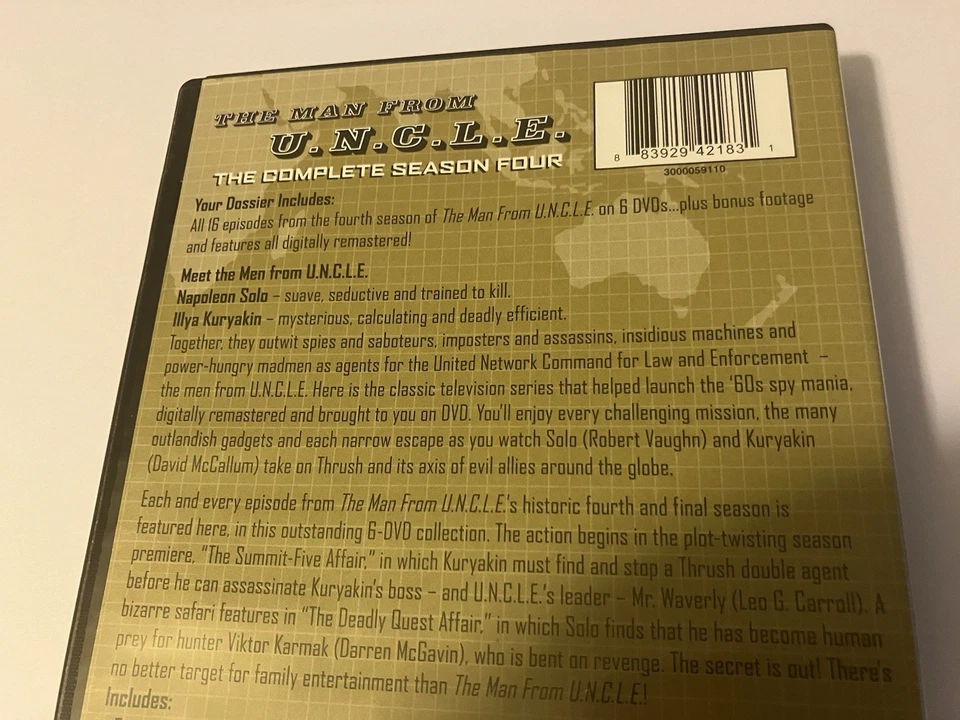 THE MAN FROM UNCLE THE COMPLETE SEASON 4 DVD 1967 LEO CARROLL DARREN MCGAVIN - Image 4 of 4