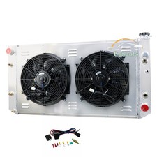 3 Row Aluminum Radiator 82-93 Chevy GMC C/K 6.2L Diesel w/Shroud Fan Relay Kit