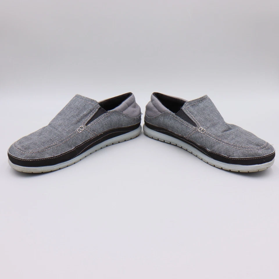 Crocs Santa Cruz Playa Mocasines Para Hombres Talla 9 Gris Lona Zapatos Sin Cordones *Sin Plantillas Foto 4 de 4