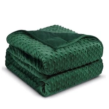 Weighted Blanket 15lbs for Adults, Ultra Soft Minky 48" x 72" 15lbs Dark Green