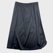 Vintage 90's Goth Black Lace Trim Slip Small Fits 28" Waist Made in U.S.