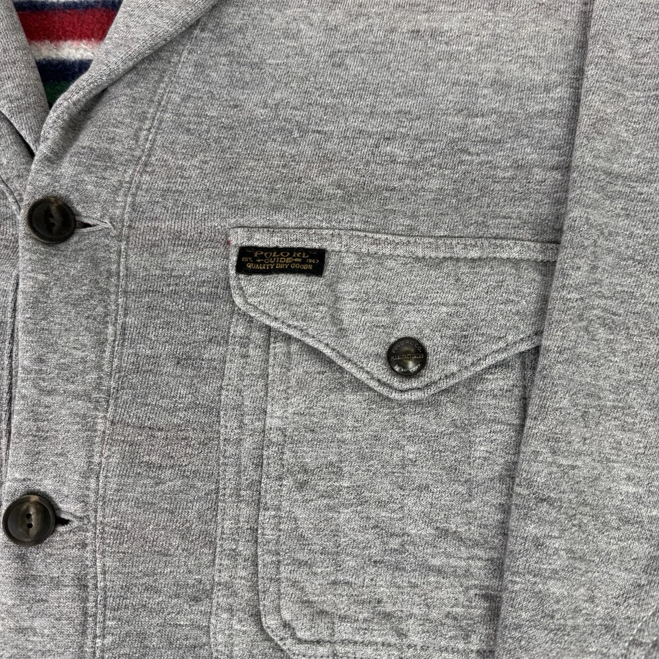 Polo Ralph Lauren Cardigan Mens XXL Grey Aztec Utility Navajo Sportsman Sweater - Image 3 of 4