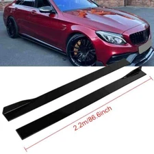 For Benz W205 W204 W212 C300 86.6" Glossy Black Side Skirts Rocker Panel Lip US