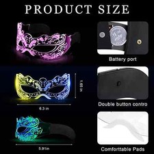Masquerade Mardi gras party led Mask Light Up Luminous Visor Glasses DJ MASK