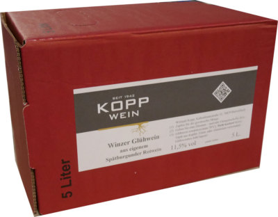 1 x 5L. Winzerglühwein aus der Spätburgunder Traube 12,5%vol KOPP