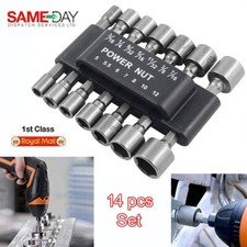 14PCS 1/4" Nut Driver Bit Set Hex Metric Imperial Socket Wrench Impact Drill