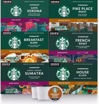 Starbucks K-Cup Coffee Pods Medium Dark Roast Variety Pack