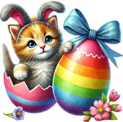 Bunte Ostern Katze Eier Wandbild Schlafzimmer Kinderzimmer Vinyl Aufkleber Abziehbild 6 Größen
