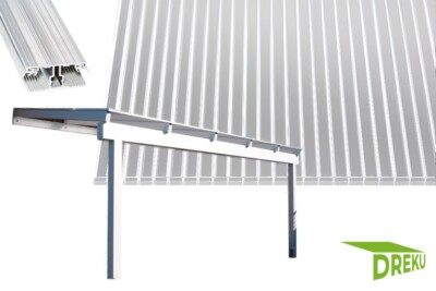 Terrassenüberdachung Premium Komplettset inkl.  16 mm Stegplatten & Aluprofile