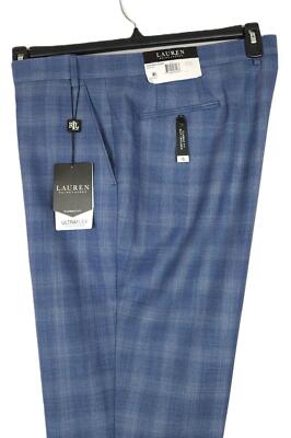 Lauren Ralph Lauren Classic-Fit Ultraflex Wool Suit Pants Blue Plaid 42x30 NWT