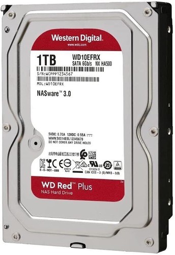 FESTPLATTE WD RED 1TB 5400U/min 64MB SATA III WD10EFRX NASWARE 3.0 NX HA500 3.5" - Bild 1 von 6