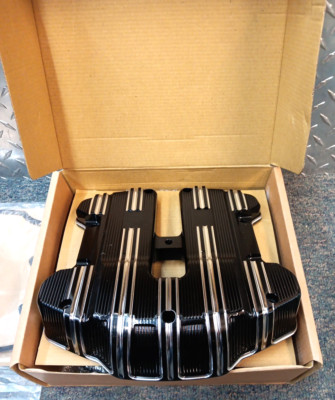 Arlen Ness Black Machined 10 Gauge Rocker Box Top Covers Set for Harley ...