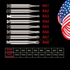 8 Types Dental Round Carbide Bur for Slow Speed Latch Type RA 1 - 8 Burs USA