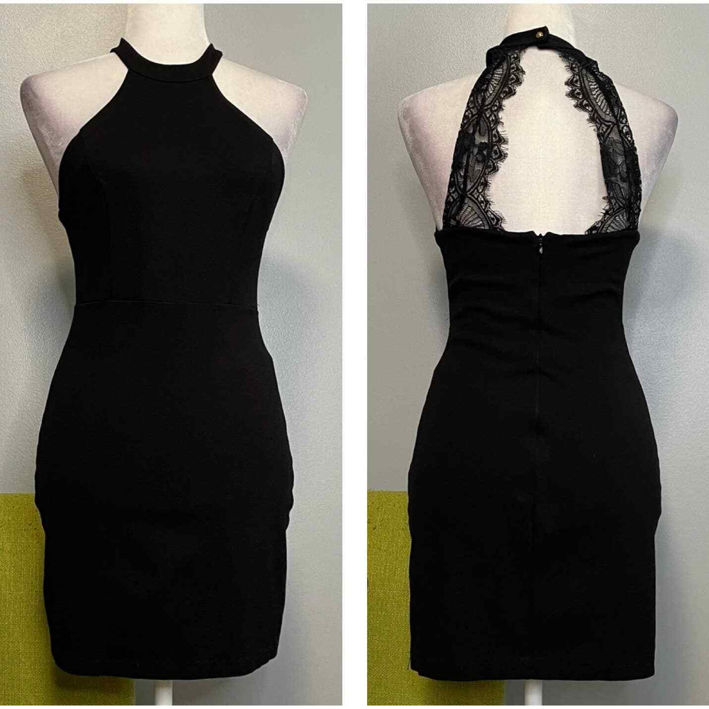 Lulus Endlessly Alluring Black Lace Back Bodycon … - image 1