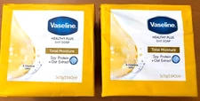 Vaseline Healthy Plus Bar Soap, Total Moisture soy 3/bar Pack (3x75g) *LOT OF 2*