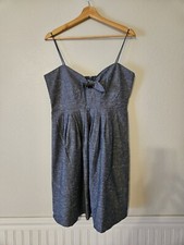 Madewell 8 Chambray Tie Front Smocked Dress