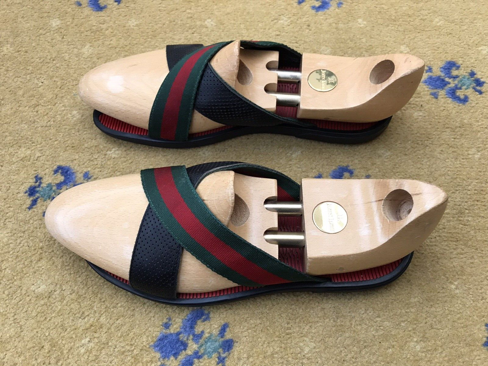 Gucci Sandals Slider Slide Shoes Web Green Red Crossover Strap Mens UK 8 US 9 42 thumbnail 6