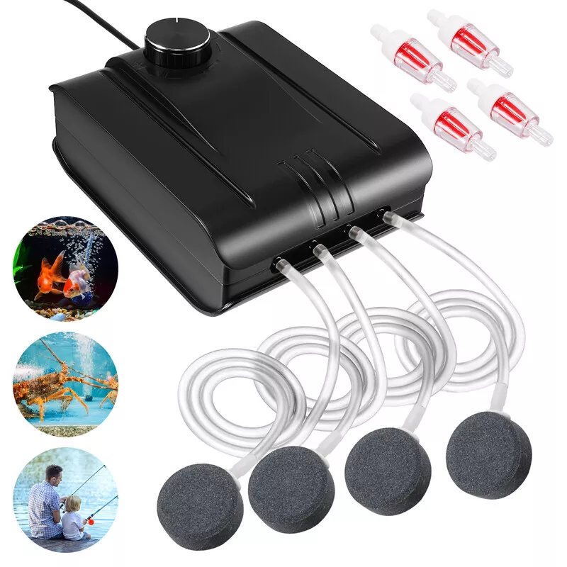 350 Gallon Quiet Air Pump Aquarium Fish Tank Pump Hydroponic Oxygen W/4  Outlet