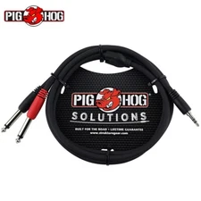 Pig Hog PB-S3410 10FT Stereo Breakout Cable, 3.5mm to Dual 1/4"