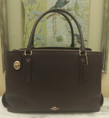 Coach F57276 MEDIUM Brooklyn Carryall Oxblood Leather Triple