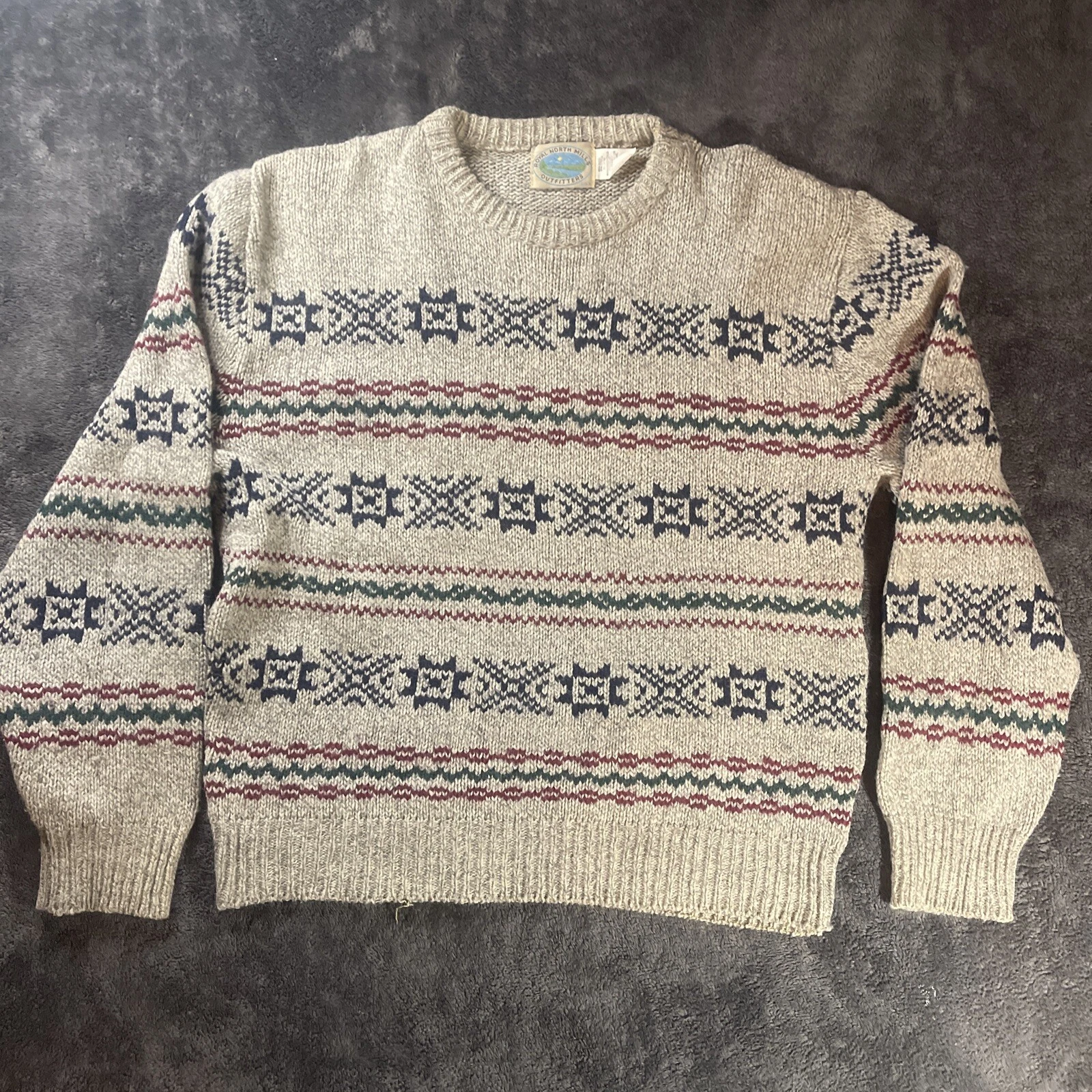VTG Royal North Mills Outfitters Knit Sweater Fair Isle Wool Blend Men’s Medium