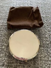 Silver Plated Round Light Up Compact Mirror with Pouch