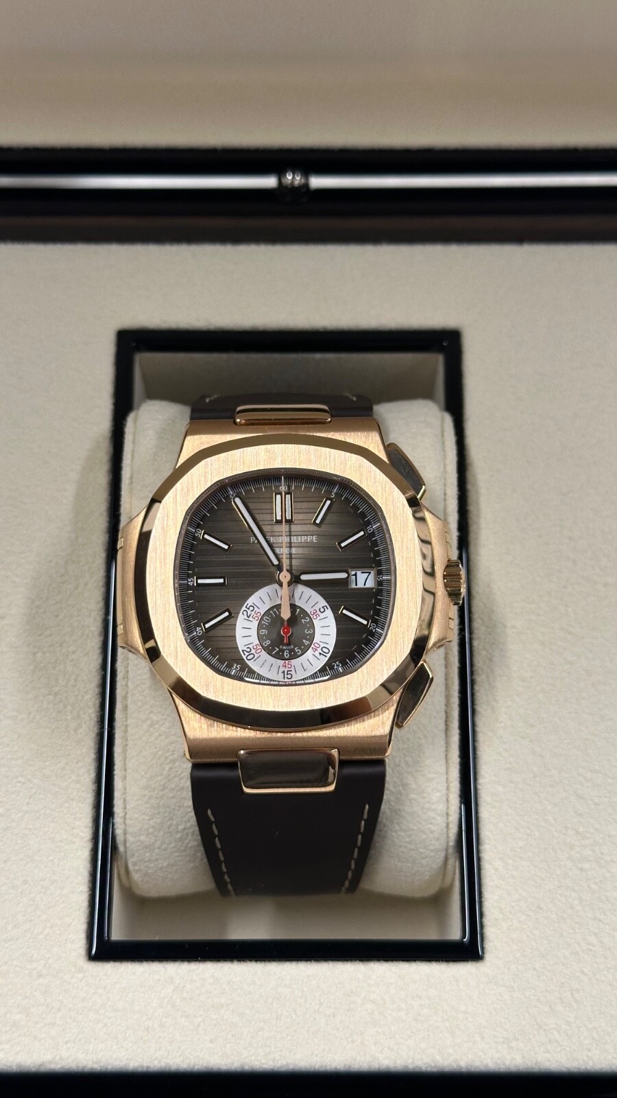 Patek Philippe Nautilus 5980R-001 Brown Chrono Rose Gold Complete Set