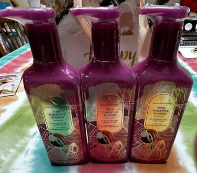 3 Bath & Body Works -PINK PINEAPPLE SUNRISE Cleansing Gel Hand Soaps-NEW