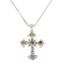 CRYSTAL CROSS RELIGIOUS PENDANT  CHAIN NECKLACE FASHION JEWELRY CHILD / WOMAN 
