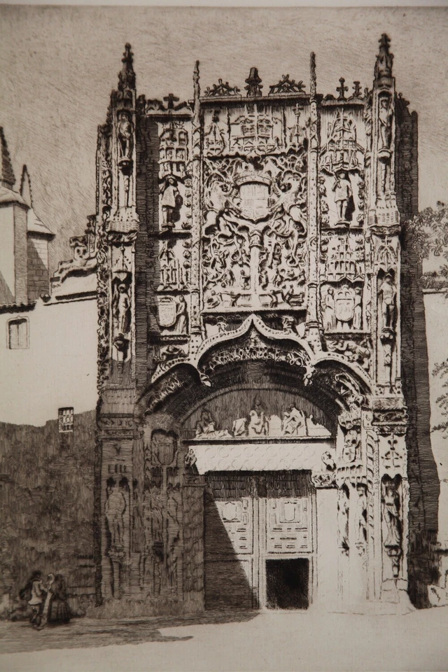 Début XXe Gravure Eau Forte Pierre LABROUCHE Porte Monumentale Gothique 31sur45 - Photo 3/4