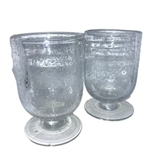 pair of VAP clear bubbles glass footed drinking glass 4 1/4" x 2 3/4"