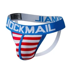 JOCKMAIL Men Sexy Stripes Sports Pouch Underwear Briefs Low Rise Thong Jockstrap