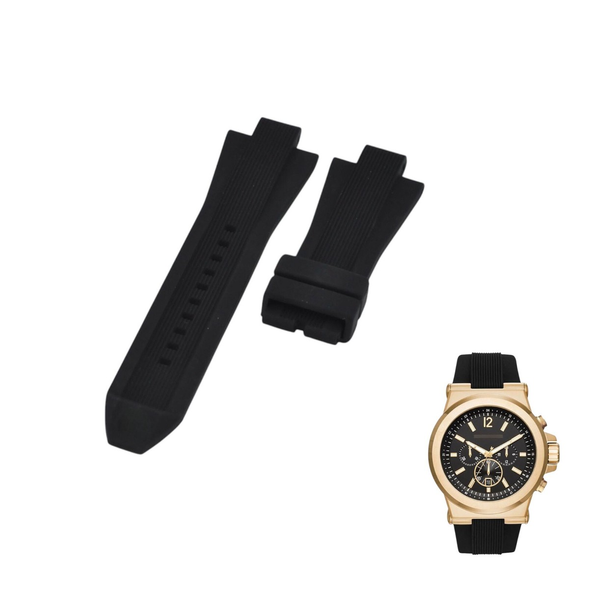 MICHAEL KORS ALL BLACK WITH RUBBER BAND WATCH Michael Kors Chronograph Black Rubber Belt | Watches Prime main image 2