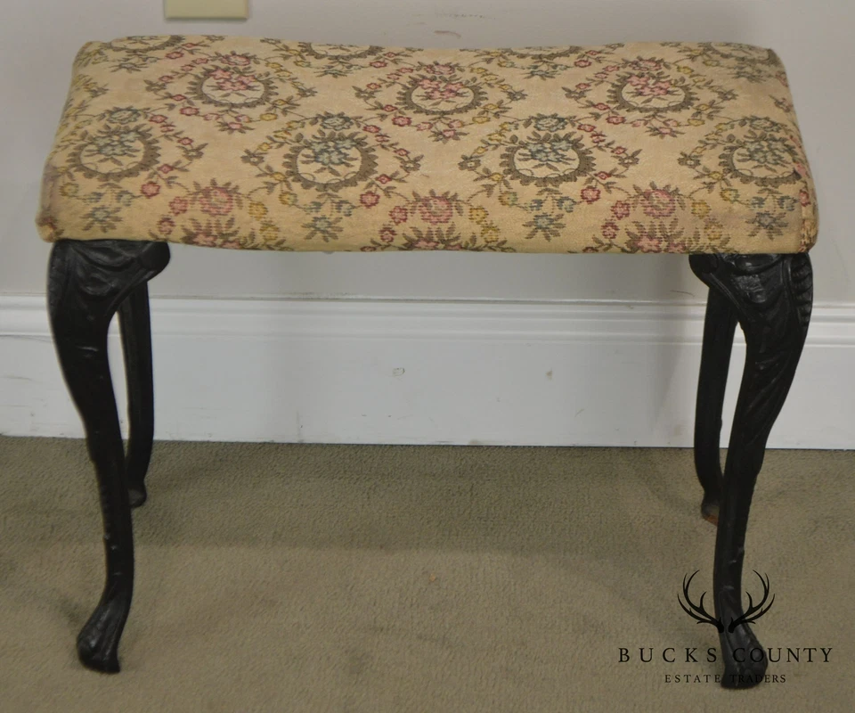 Antique Rococo Style Iron Leg Vanity Bench - Image 2 of 4