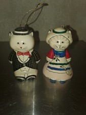 Boy & Girl Kitty Cat Kittens with Cute Clothes Hanging Christmas Ornaments 