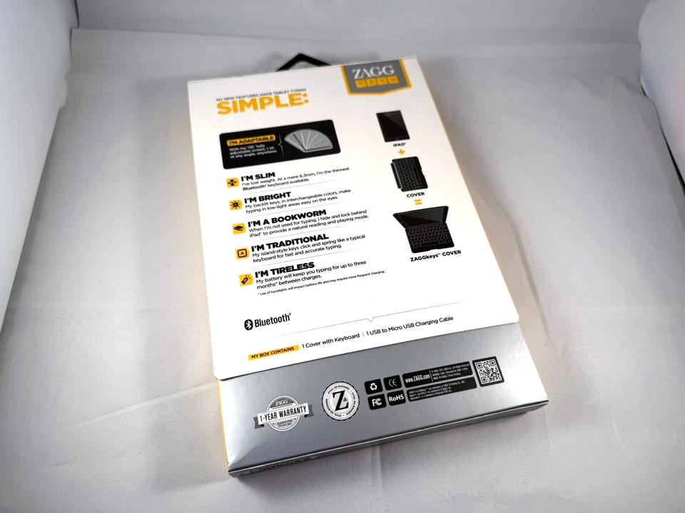 Funda ZAGG Teclado Bluetooth Retroiluminado Apple iPad mini-Blanco ZKMHCWHLIT103 Foto 2 de 4