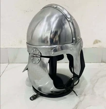 Medieval Norman Helmet Viking Armor Knight Role Play Helmet W/Stand Halloween