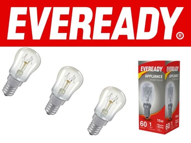 Himalayan Salt Lamp Bulbs Eveready E14 Screw Pygmy Bulbs 15W Fridge Oven 3 pack