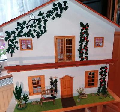 Zauberhaftes Puppenhaus aus Holz-Handarbeit–Neu+unbespielt, voll ausgestattet. - Bild 1 von 4