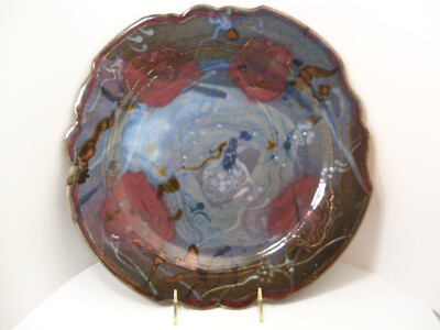 Large 14'' Terracotta Slip Glaze Studio Art Pottery Charger Plate by John Glick