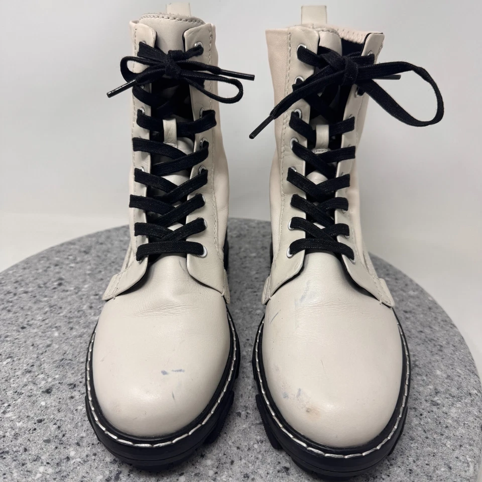 Botas de combate Rag & Bone para mujer 7,5 botas antiguas de cuero blanco con cordones 38,5 Foto 3 de 4