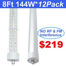 12 Pack T8 8FT FA8 Single Pin Led Tube Light Bulbs 144W 8Foot T8 Led Shop Light