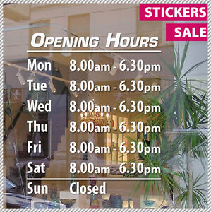 Custom Vinyl Lettering TRADING HOURS CONTACT sticker decal business shop sign 