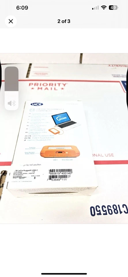 Seagate External Hard HDD Lacie Rugged STFR1000800 Usb-C 1TB Orange - Image 3 of 3