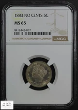 1883 No CENTS Liberty V Nickel 5C NGC MS 65
