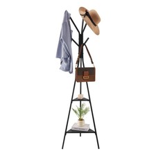 VEVOR✅Coat Rack,Freestanding Coats Rack Stand with 2 Shelves & 6 Hooks,Free Stan